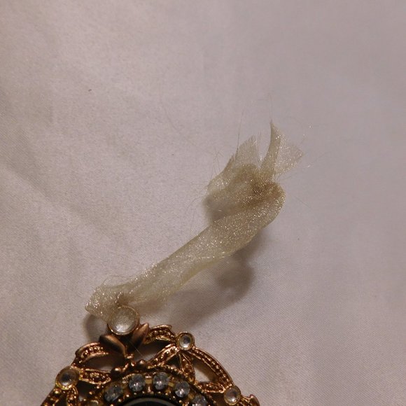 Vintage Gold Tone Small Hand Mirror with Rhinestones - Picture 5 of 8